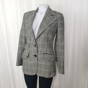 Vintage Ah! Austin Hill houndstooth wool blazer small black white